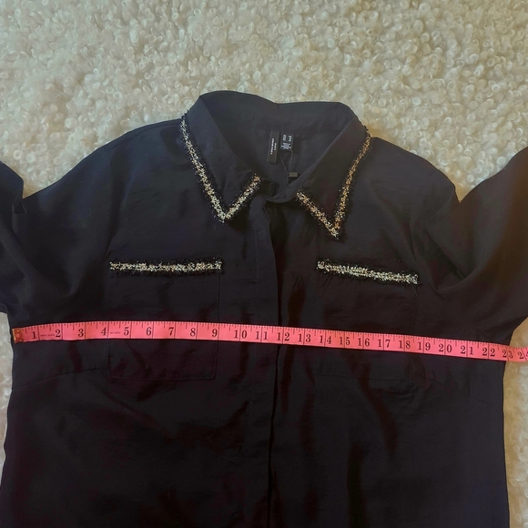 BNWT Vero Moda Curve Black Shirt Dress with Gold Details Sz US 14 Chic Office - Picture 8 of 8